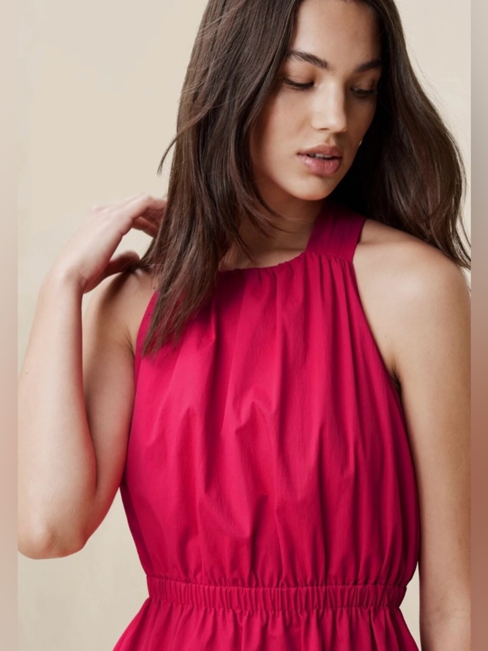 NWT- Banana Republic Factory Pink Midi Dress, Extra Large - Picture 3 of 9